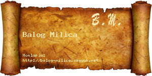 Balog Milica névjegykártya